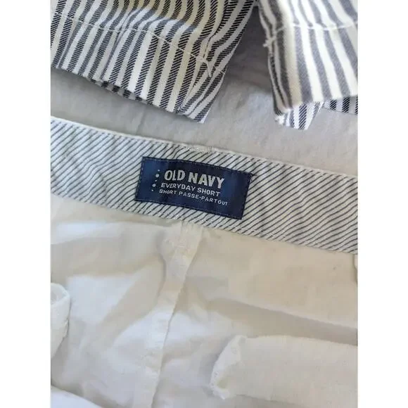 Old Navy Shorts Size 6 Lot Of 3 Bundle White Black Gingham Gray Stripes - Picture 12 of 14